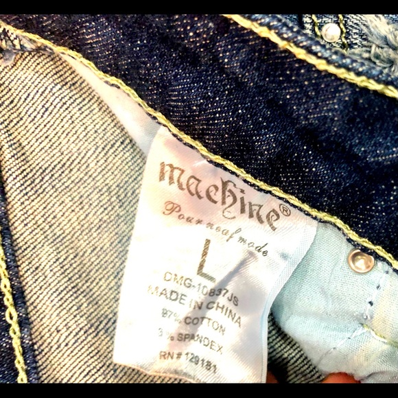 MACHINE POUR NEUF MODE Womens/junior Distressed Embellished Jean shorts sizeL - Picture 3 of 13